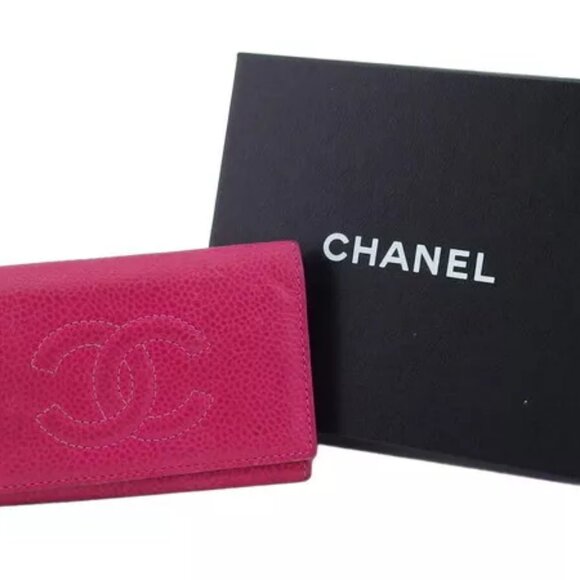 CHANEL Key Case Coco Mark Magenta Caviar Skin Authentic Used - Picture 10 of 10